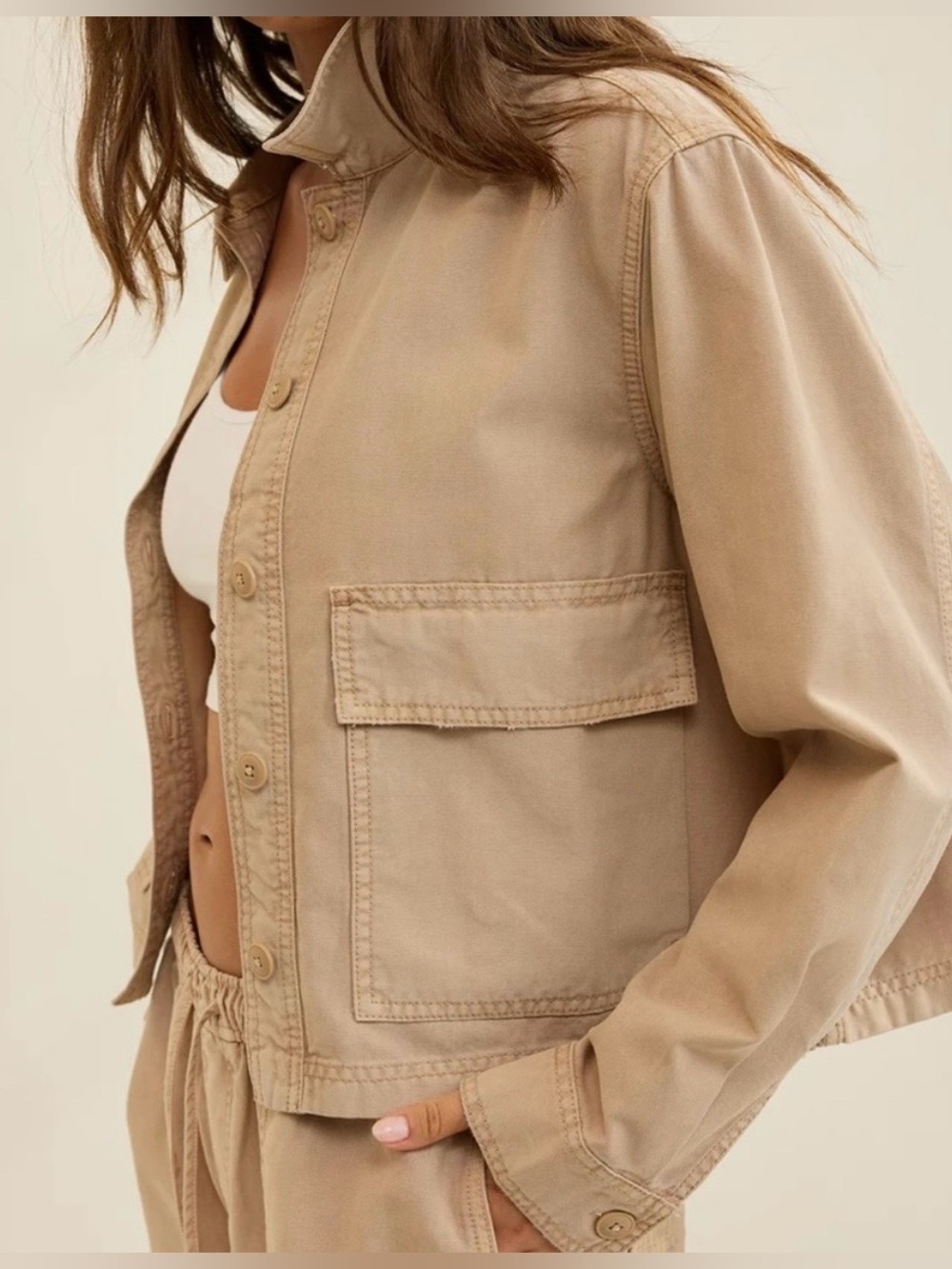 Aerie Cropped Chore Jacket Size Small in Koko Brown